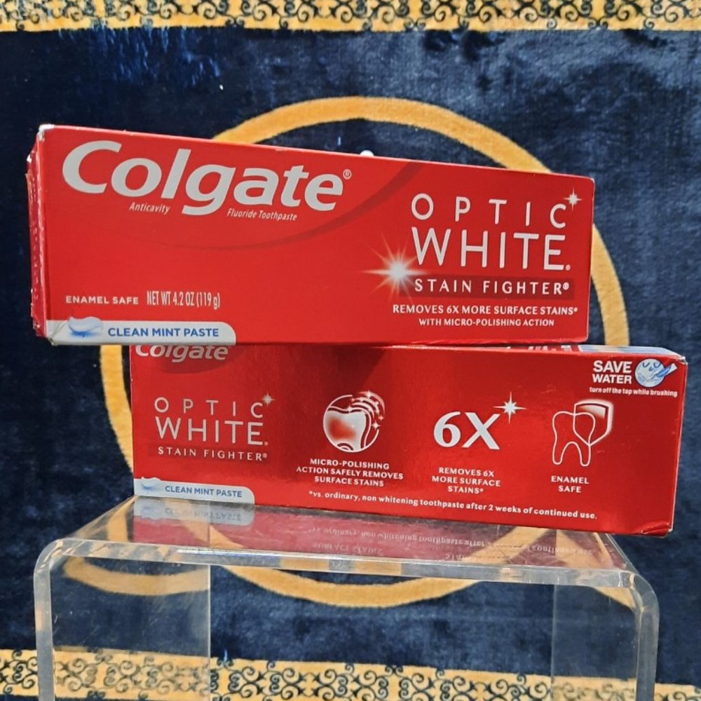 🟢 $ 5.00 COLGATE OPTIC WHITE CLEAN MINT PASTE STAIN FIGHTER SET